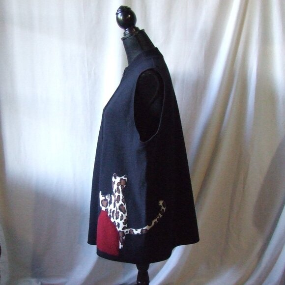 Penningtons sweater vest cute kitty cat black plus size wool maxi cardigan 1X - Picture 4 of 16